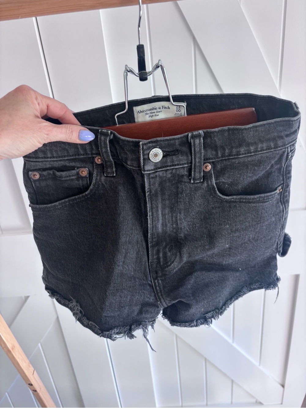 Abercrombie & Fitch Black High-Rise Mom Denim Shorts